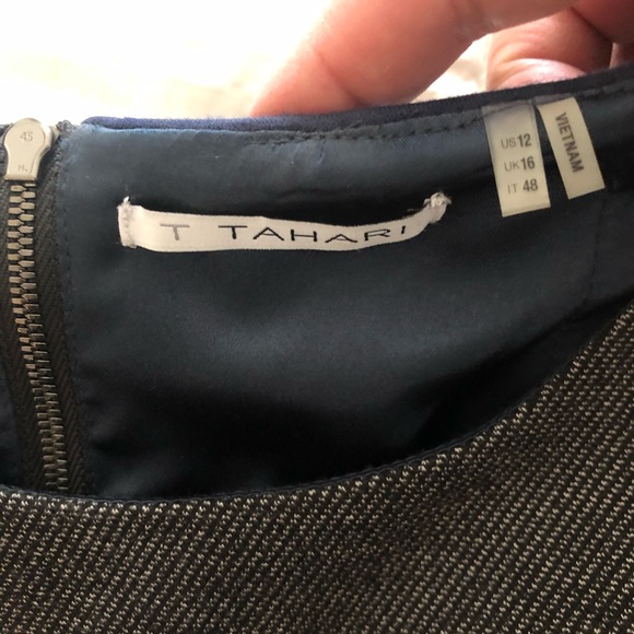 TAHARI color block navy black dress NWOT - Picture 5 of 11